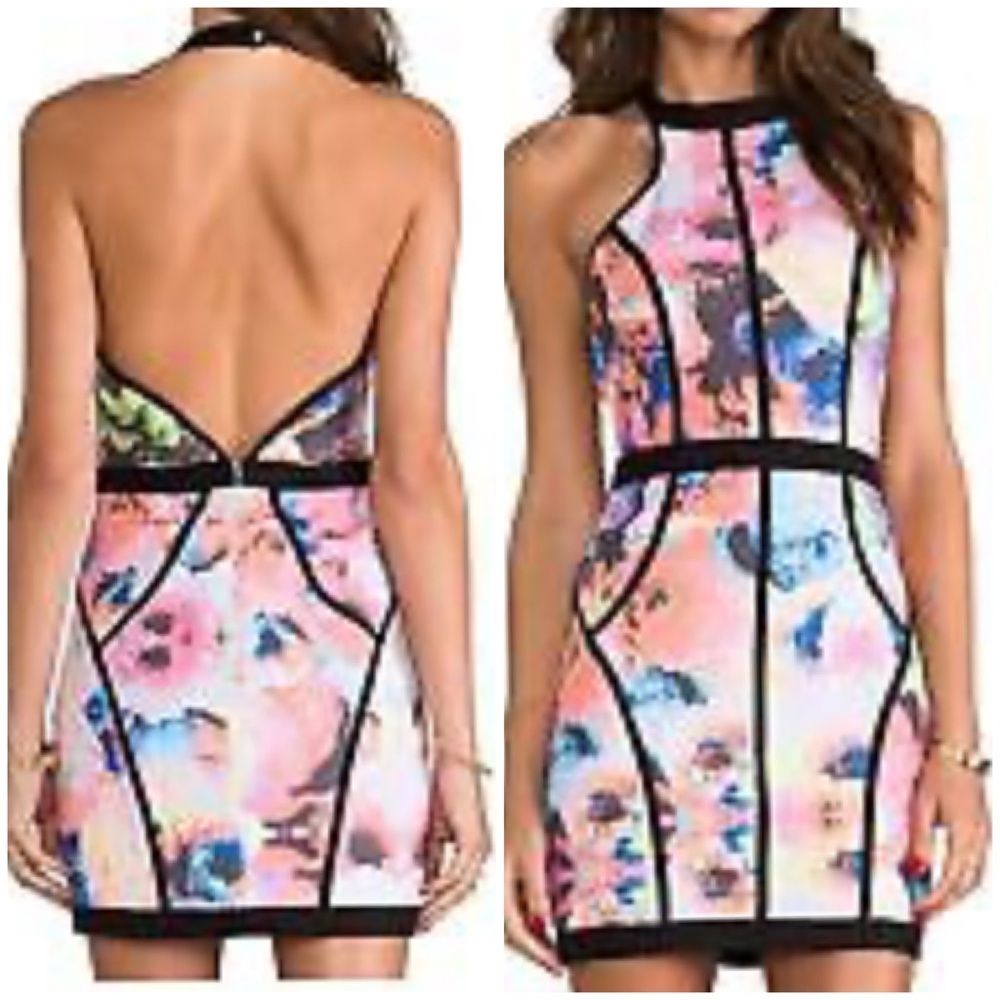 Finders Keepers Winter Birds Mini Halter Dress Size M